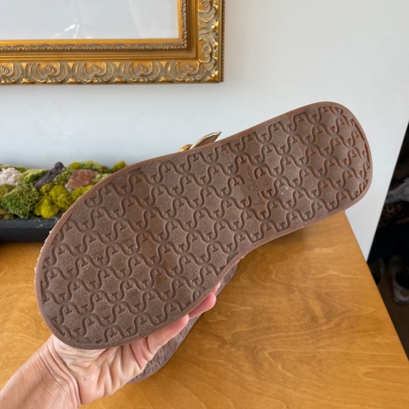 new Sam Edelman Nerissa Platform Summer Slide Sandals Raffia Gold Buckle Sz 8.5 - Picture 6 of 8